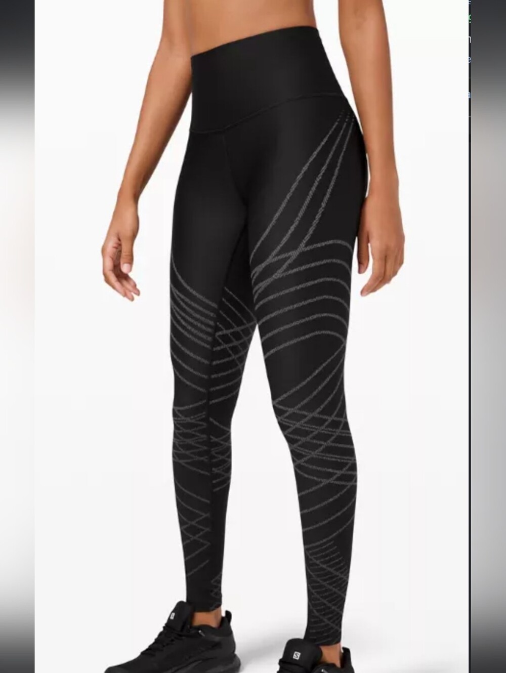 lululemon athletica Black High-Rise Leggings with Gray Wave Pattern